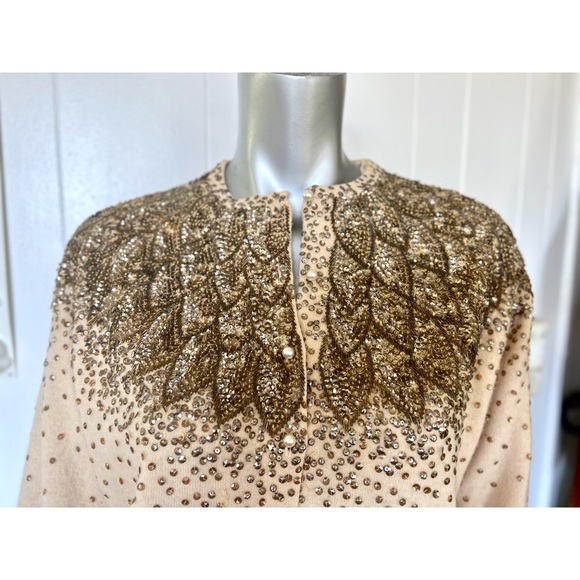 VINTAGE 1950’s SEQUINED CARDIGAN Bust 42 - Picture 4 of 12